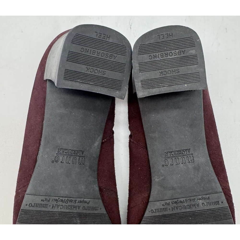 Munro American Margo Burgundy Suede Heeled Mules Women's 8N Slip On Comfort Shoe - Picture 12 of 12